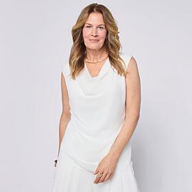 WynneCollection Chiffon Cowl Neck Sleeveless Top