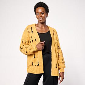 WynneCollection Cotton Blend Open Stitch Cardigan