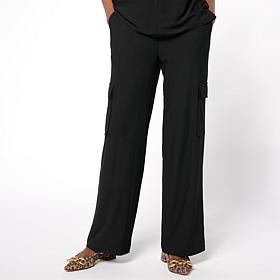 WynneCollection Luxe Crepe Clean Cargo Straight Pant