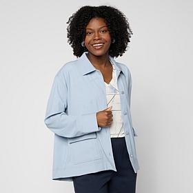 WynneCollection Pique Tencel Blend Shirt Jacket