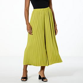 WynneCollection Pleated Crepe Knit Pant with Pockets