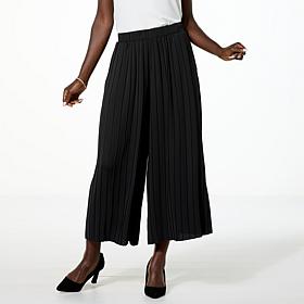WynneCollection Pleated Crepe Knit Pant with Pockets