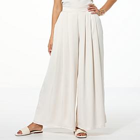 WynneCollection Pleated Satin Wide-Leg Trouser
