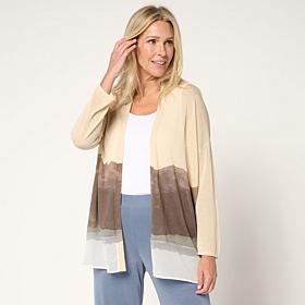 WynneCollection Printed Sweater Knit Cardigan