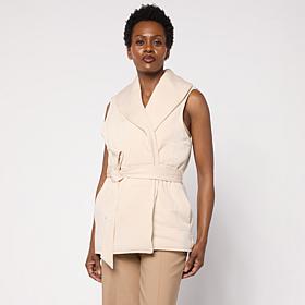 WynneCollection Quilted Cloud Knit Belted Vest 