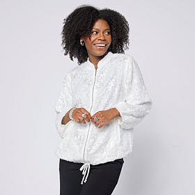 WynneCollection Sequined Bomber Jacket