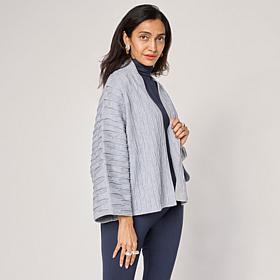 WynneCollection Textured Open-Front Sweater Jacket