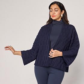 WynneCollection Textured Open-Front Sweater Jacket