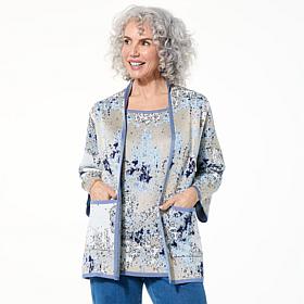 WynneLayers Abstract Print Jacquard Sweater Jacket
