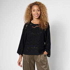 WynneLayers Chevron Open-Stitch Sweater