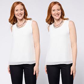 WynneLayers Chiffon and Rayon-Spandex Knit 2-pack Tank Set