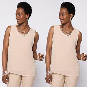 WynneLayers Chiffon and Rayon-Spandex Knit 2-pack Tank Set
