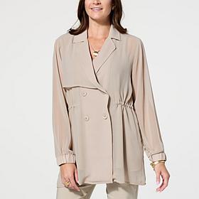 WynneLayers Chiffon Double-Breasted Trench Jacket