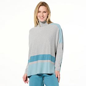 WynneLayers Colorblocked SoftKNIT Turtleneck Poncho Sweater