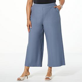 WynneLayers Essential Crepe Knit Wide-Leg Cropped Pant