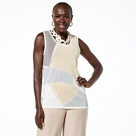WynneLayers Intarsia Mixed Stitch Sweater Tank