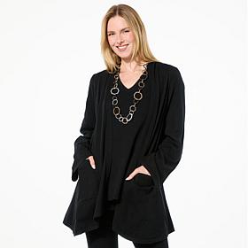 WynneLayers Kiss of Cashmere Side Drape Open Front Cardigan