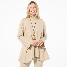 WynneLayers Kiss of Cashmere Side Drape Open Front Cardigan