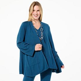 WynneLayers Kiss of Cashmere Side Drape Open Front Cardigan