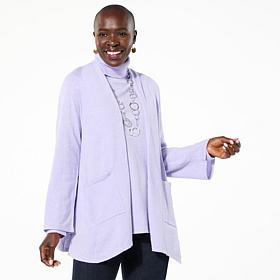 WynneLayers Kiss of Cashmere Side Drape Open Front Cardigan