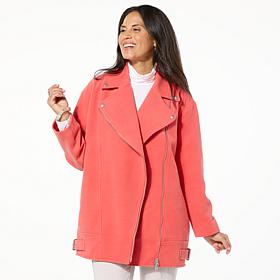 WynneLayers Long Sleeve Melton Biker Jacket