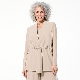 WynneLayers Luxe Crepe Belted Jacket with Grommet Detail