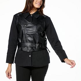 WynneLayers Mixed Media Hybrid Moto Jacket