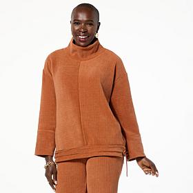 WynneLayers Plush Ottoman Knit Drawstring Mock-Neck Top