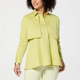 WynneLayers Poplin Trench-Detailed Shirt with Rain Guard Flap