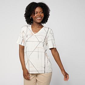 WynneLayers Print or Solid Rayon Spandex V-Neck Tee Shirt
