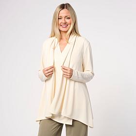 WynneLayers Sueded Jersey Open Front Draped Cardigan
