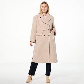 WynneLayers Woven Melton Button Detail Coat