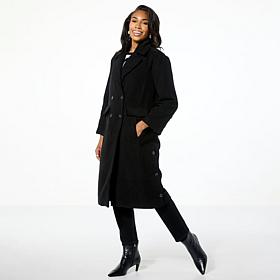 WynneLayers Woven Melton Button Detail Coat