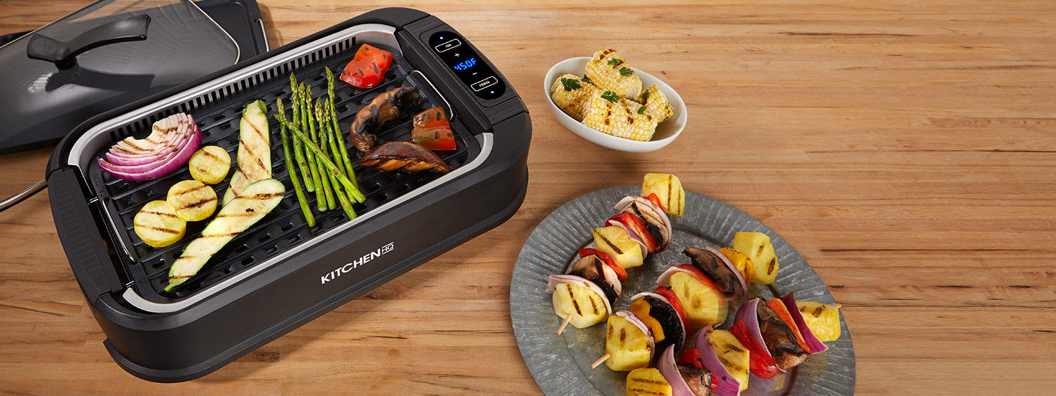 (HSN) Kitchen HQ 1500Watt Smokeless Nonstick Grill & Griddle