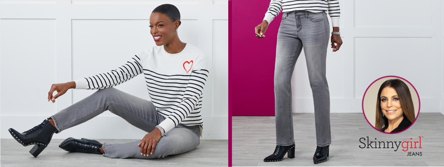 (HSN) Skinnygirl Celeste StraightLeg HighRise Jean 770183