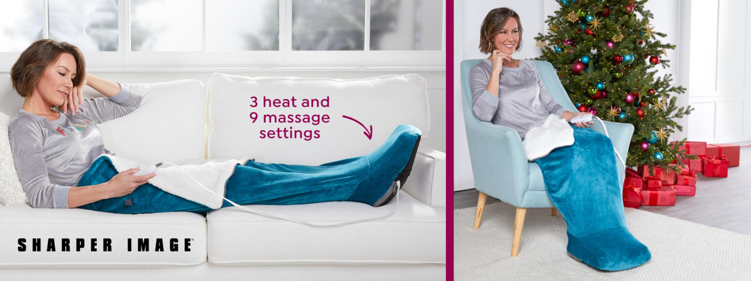 (HSN) Sharper Image Calming Cozy Deluxe Massage & Heat Leg & Feet Wrap