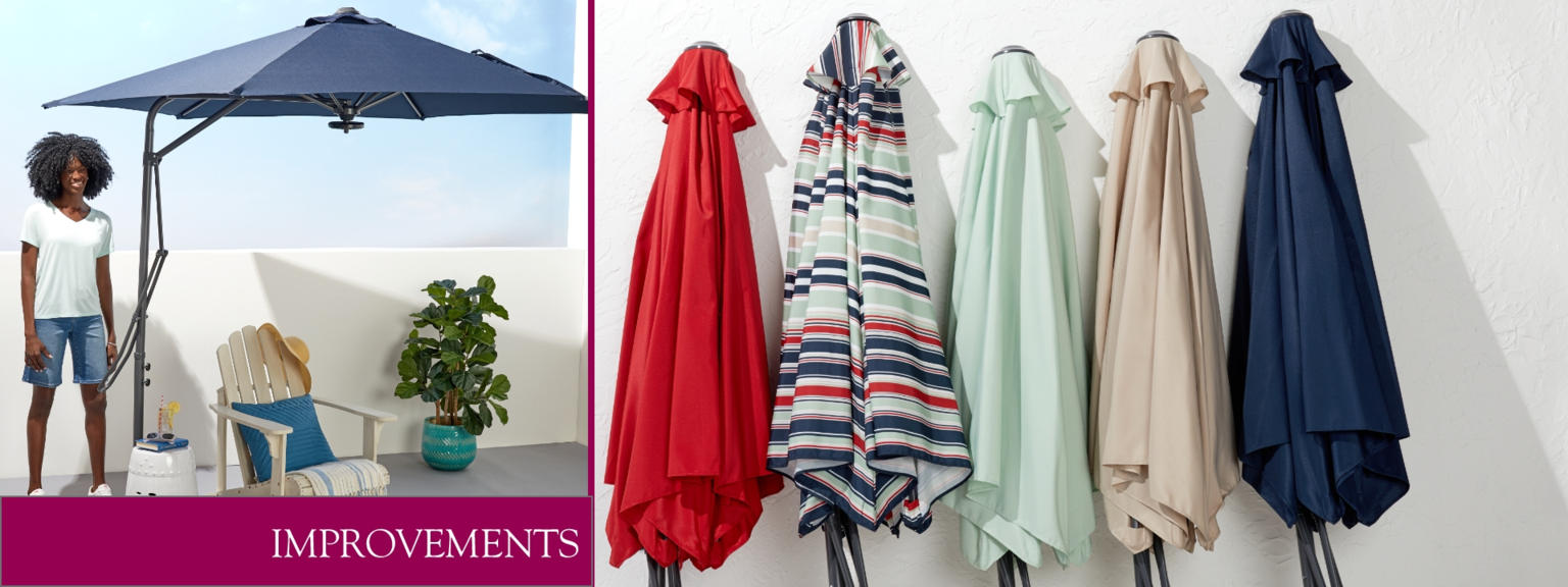 (HSN) Improvements 9' Offset Easy Up Umbrella with LED Lights