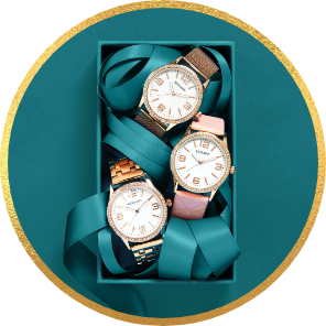 Watches in a box with ribbons